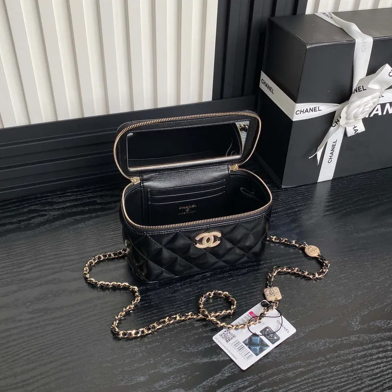 Chanel AP4301 Clutch Embossed Rhinestone s řetízkem Vanity Box taška Černá