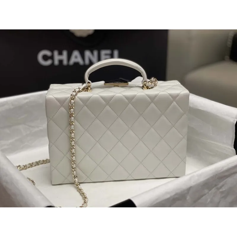 Chanel 25A AS5167 Malá kabelka z jehněčí kůže, bílá