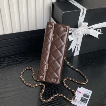 Chanel 25A AS5167 Malá kabelka z jehněčí kůže, tmavě hnědá