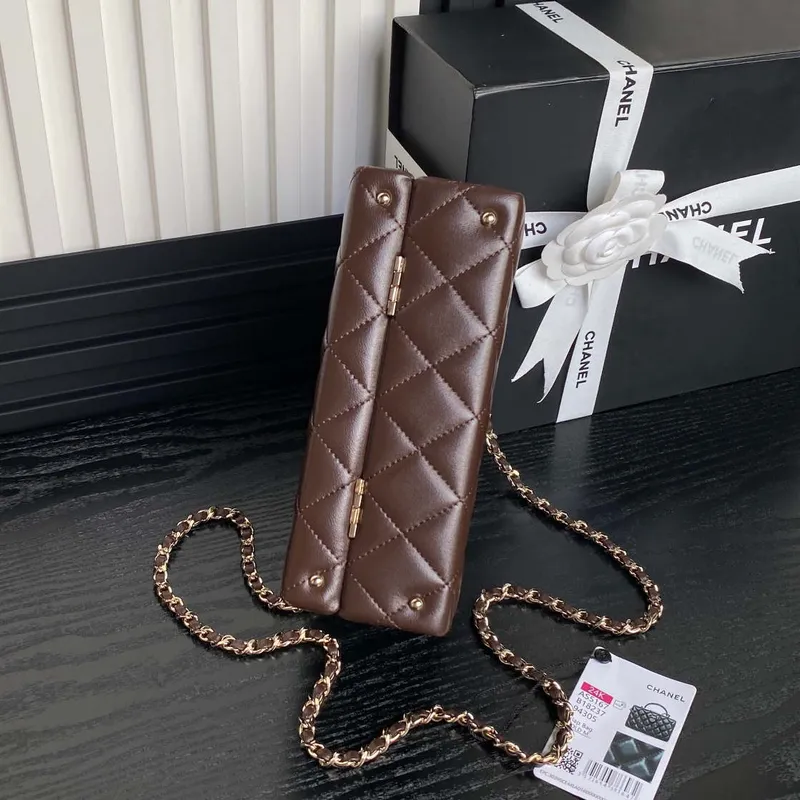 Chanel 25A AS5167 Malá kabelka z jehněčí kůže, tmavě hnědá