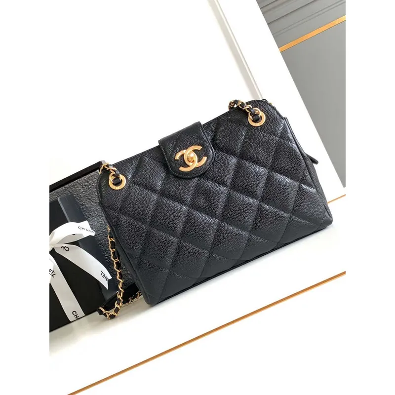 Chanel AS8890 24A MAXI Mini nákupní taška z černé telecí kůže