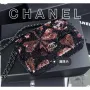 Chanel AS4561 Večerní kabelka s flitry a černým kovovým lemováním Černá a  růžová