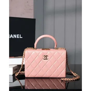 Chanel 25A Podzimní a zimní nová kosmetická taška z jehněčí kůže, růžová