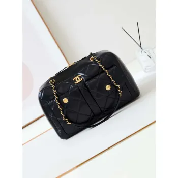 Chanel 24K Bowling Taška přes rameno Gold AS4933 Černá