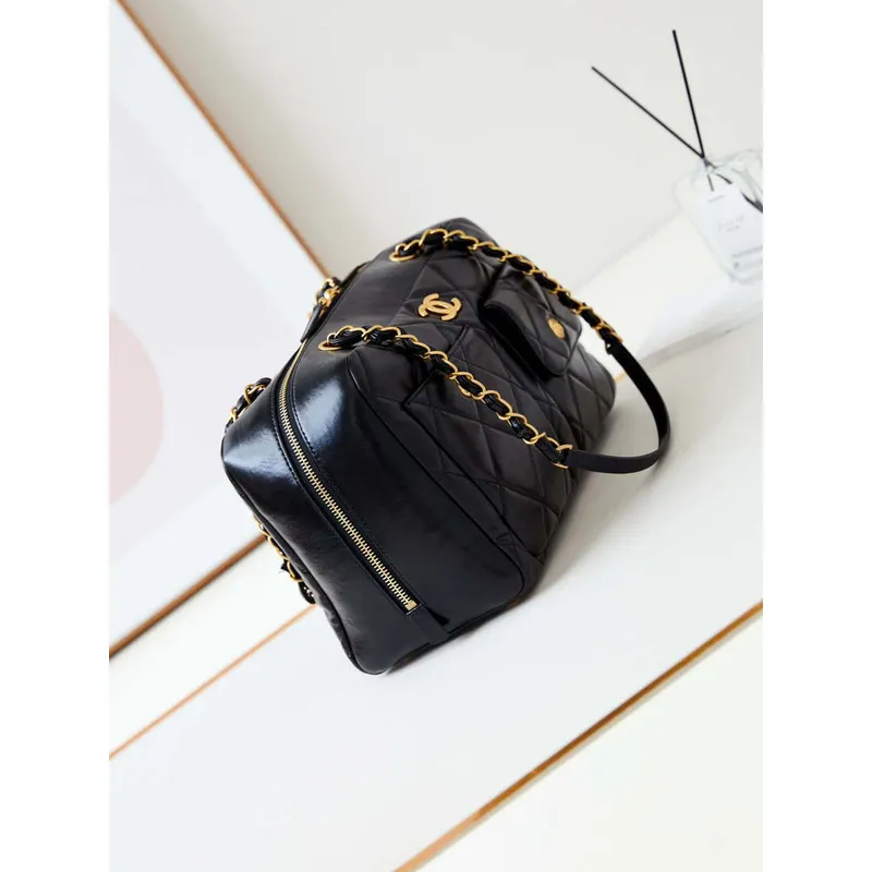 Chanel 24K Bowling Taška přes rameno Gold AS4933 Černá