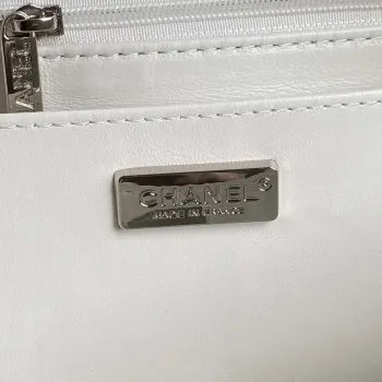 Chanel AS4561 Večerní kabelka s flitry a stříbrnými kovovými detaily, bílá a černá