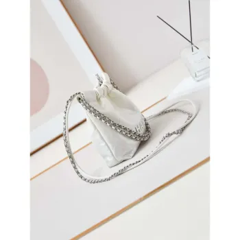 Chanel 22 Mini kabelka z lakované telecí kůže s gradientem a lakovaným kovem AS3980 Bílá a růžová stříbrná