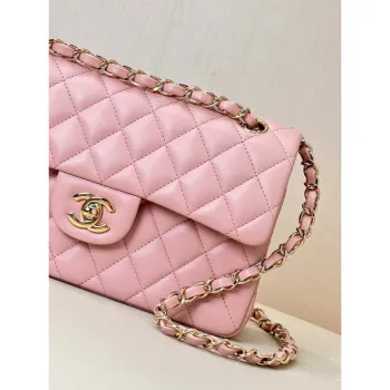 Chanel A01117 Kabelka s klopou Classic Bag 23 cm růžová jehněčí kůže
