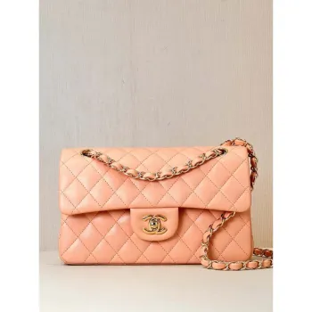 Chanel A01117 Kabelka s klopou Classic Bag 23 cm Oranžová jehněčí kůže
