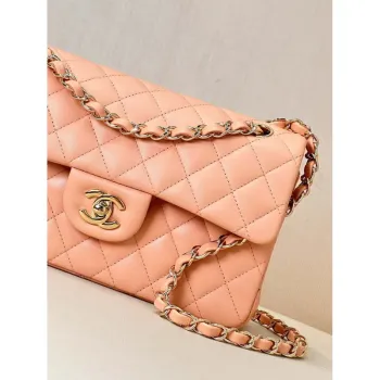 Chanel A01117 Kabelka s klopou Classic Bag 23 cm Oranžová jehněčí kůže