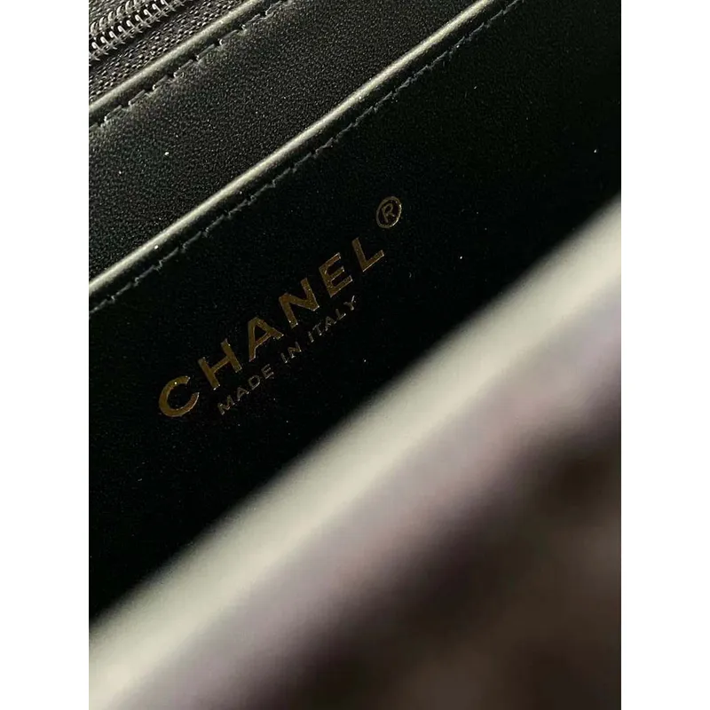 Chanel AS4661 Kabelka s klopou CF Airport Sametová a stříbrná kovová černá