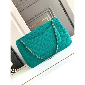 Chanel AS4661 Taška s klopou CF Airport z telecí kůže a zlatého kovu, zelená