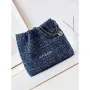 Chanel 22 AS3261 Kabelka 24A Denim s výšivkou a stříbrnými kovovými detaily