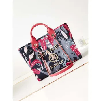 Chanel AS3257 Malá nákupní taška Směs vláken Telecí kůže a zlatý kov CC8011