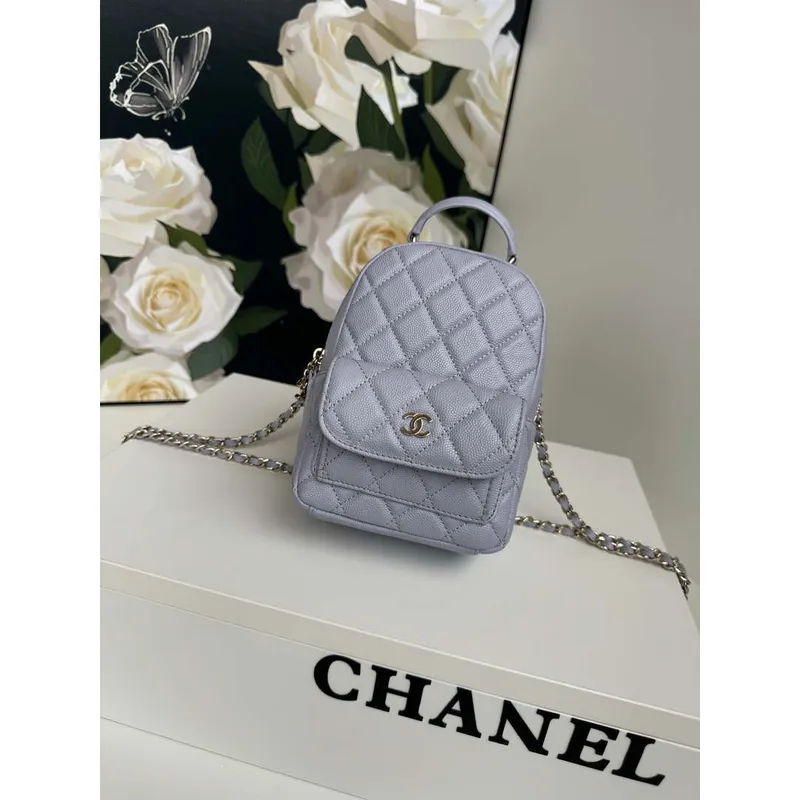Chanel Ap3753 CLASSIC MINI Batoh telecí kůže šedá fialová