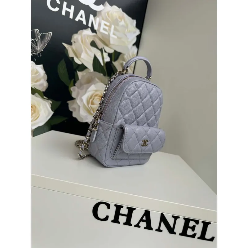 Chanel Ap3753 CLASSIC MINI Batoh telecí kůže šedá fialová