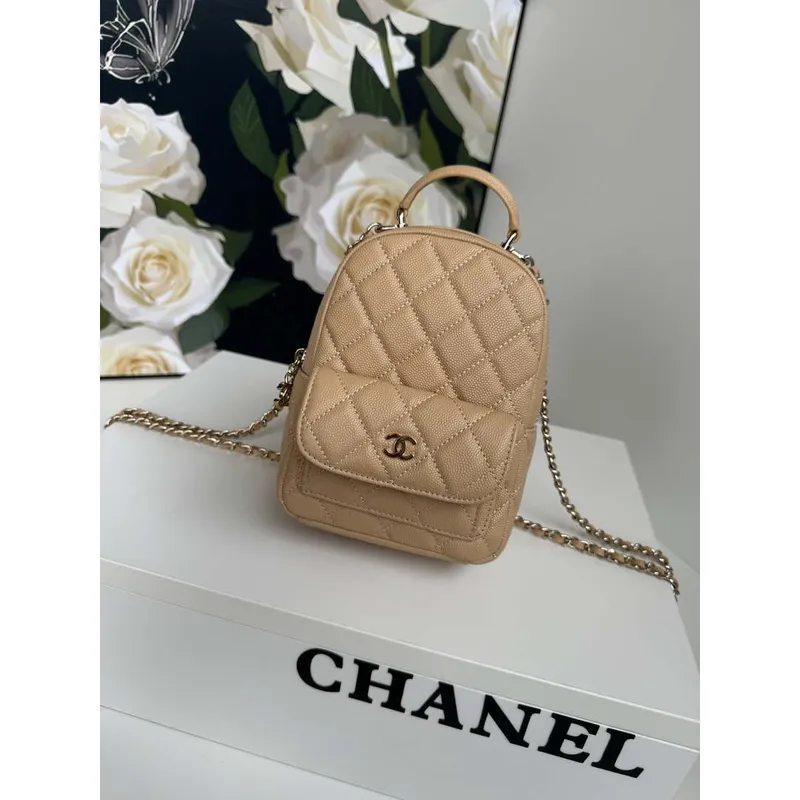 Chanel Ap3753 CLASSIC MINI Batoh telecí kůže meruňková