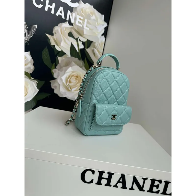 Chanel Ap3753 CLASSIC MINI Batoh telecí kůže Lake Blue