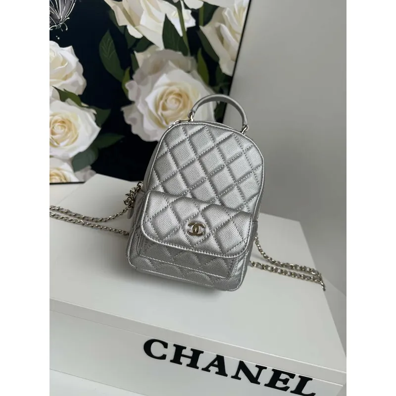 Chanel Ap3753 CLASSIC MINI Batoh telecí kůže stříbrná