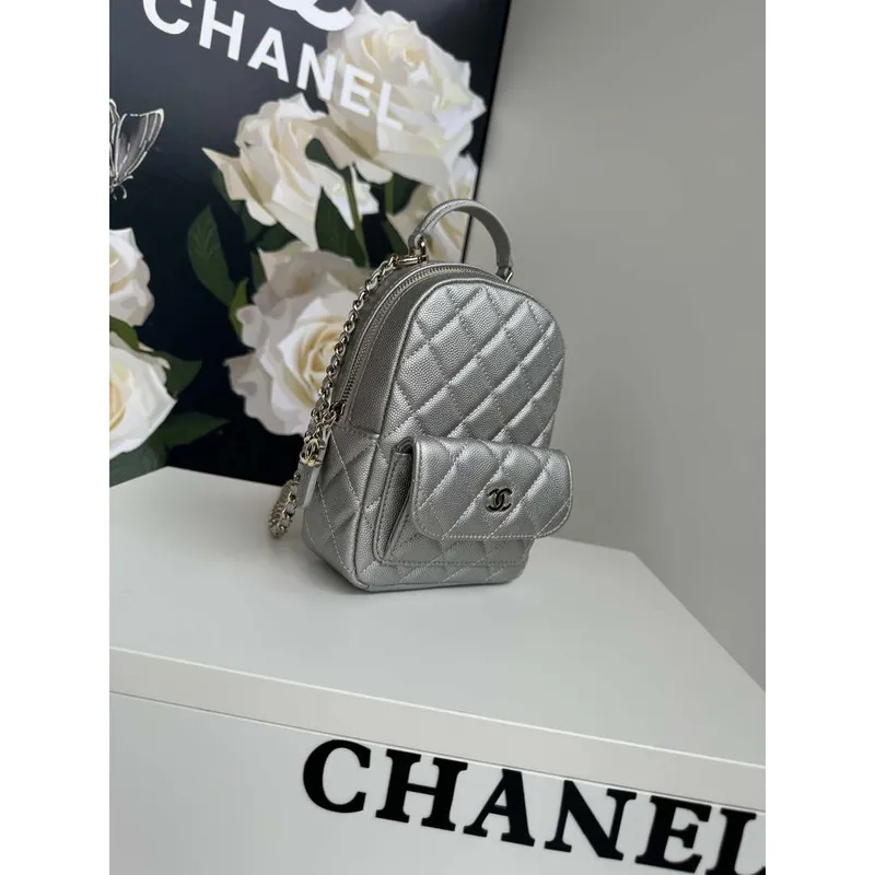 Chanel Ap3753 CLASSIC MINI Batoh telecí kůže stříbrná