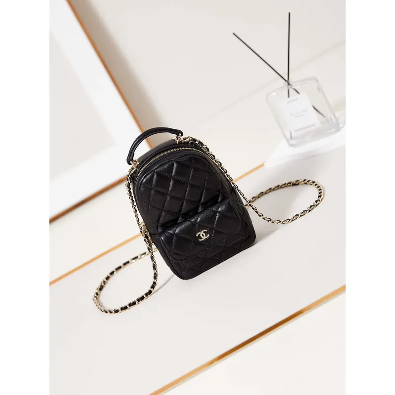 Chanel Ap3753 CLASSIC MINI Batoh Jehněčí kůže Černá