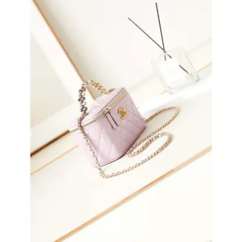 Chanel AP3804 Kabelka z jehněčí kůže s perleťovou rukojetí, růžová