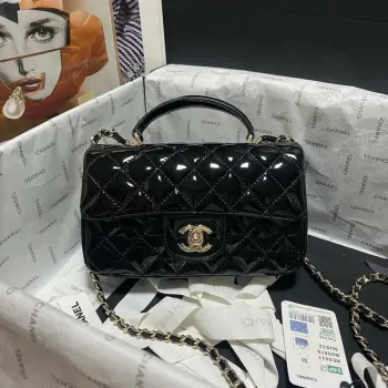 Chanel AS2431 Mini klopová kabelka Z telecí kůže a zlatého kovu Černá