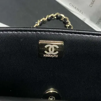 Chanel AS2431 Mini klopová kabelka Z telecí kůže a zlatého kovu Černá