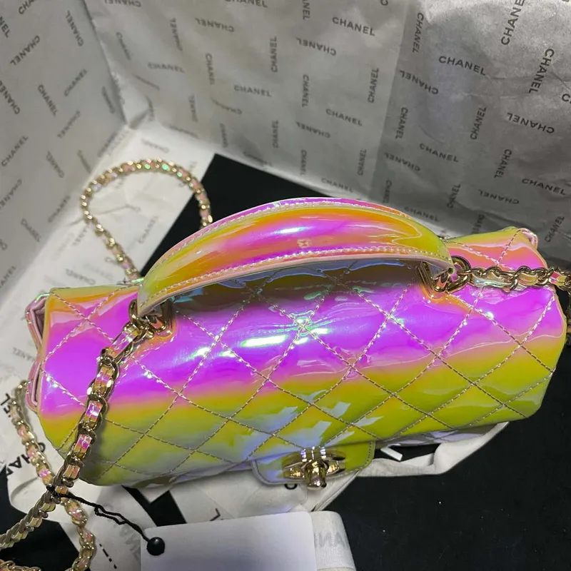 Chanel AS2431 Mini Flap Fantasy Mirror Telecí kůže a zlatý kov Růžová
