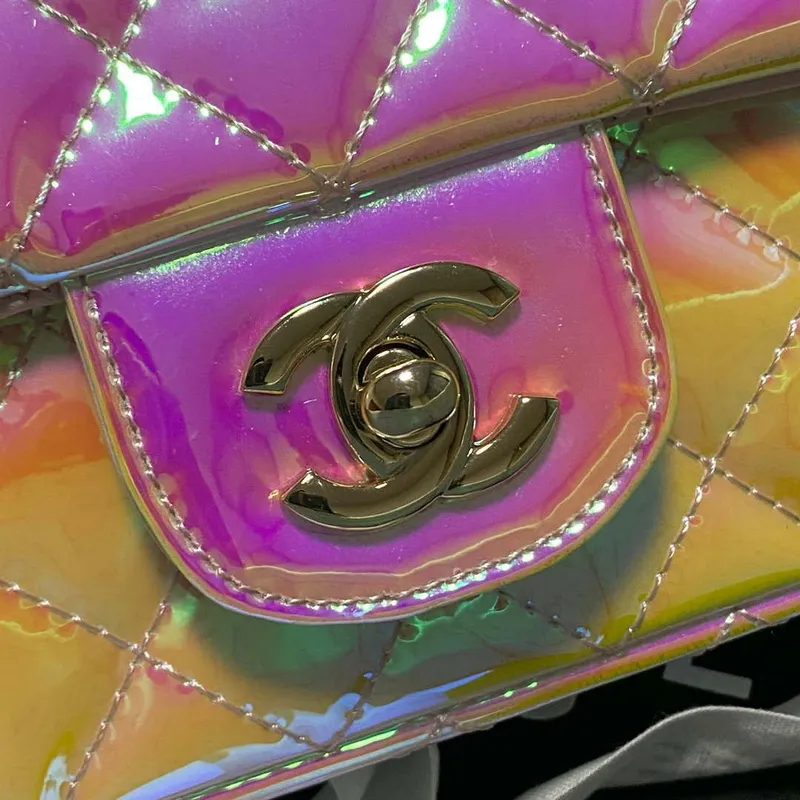 Chanel AS2431 Mini Flap Fantasy Mirror Telecí kůže a zlatý kov Růžová