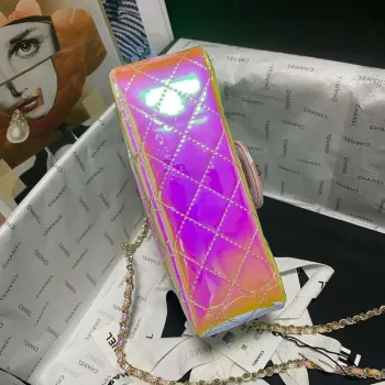 Chanel AS2431 Mini Flap Fantasy Mirror Telecí kůže a zlatý kov Růžová