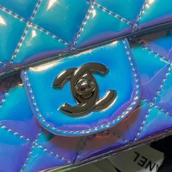 Chanel AS2431 Mini flap Fantasy Mirror Telecí kůže a zlatý kov Modrá