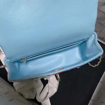 Chanel AS2431 Mini flap Fantasy Mirror Telecí kůže a zlatý kov Modrá