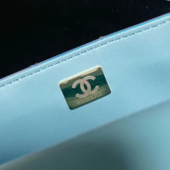 Chanel AS2431 Mini flap Fantasy Mirror Telecí kůže a zlatý kov Modrá