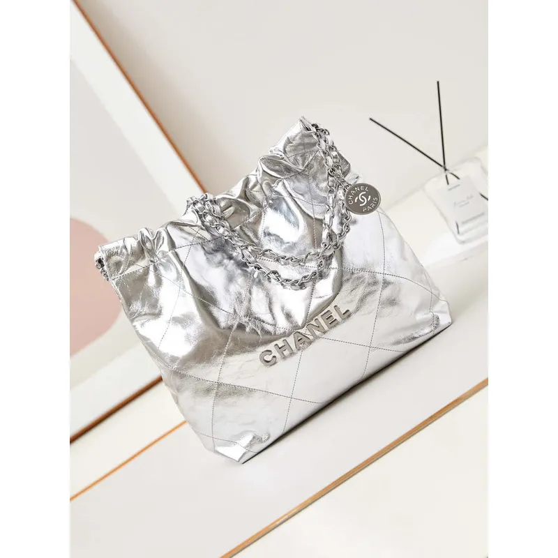 Chanel 22 Malá kabelka Fantasy barva Telecí kůže a stříbrný kov AS3260 Stříbrná