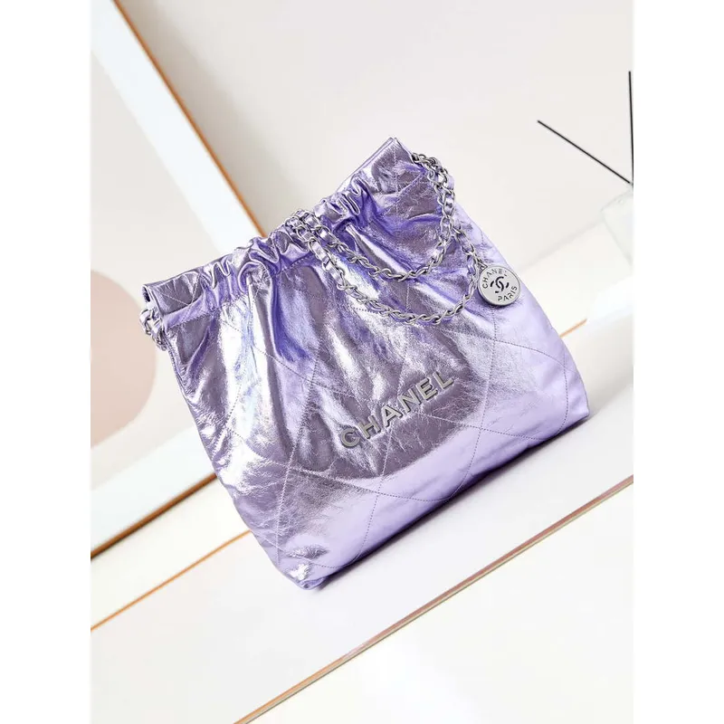 Chanel 22 Malá kabelka Fantasy barva Telecí kůže a zlatý kov AS3260 Fialová