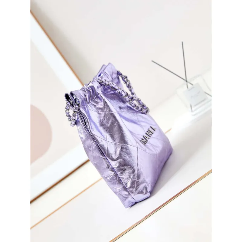 Chanel 22 Malá kabelka Fantasy barva Telecí kůže a zlatý kov AS3260 Fialová