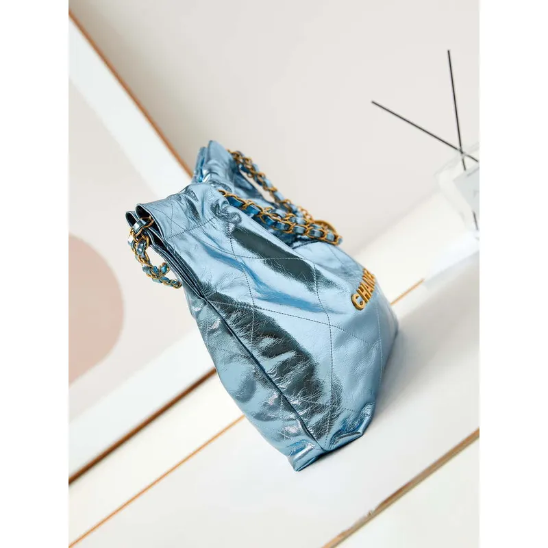 Chanel 22 Malá kabelka Fantasy barva Telecí kůže a zlatý kov AS3260 Modrá