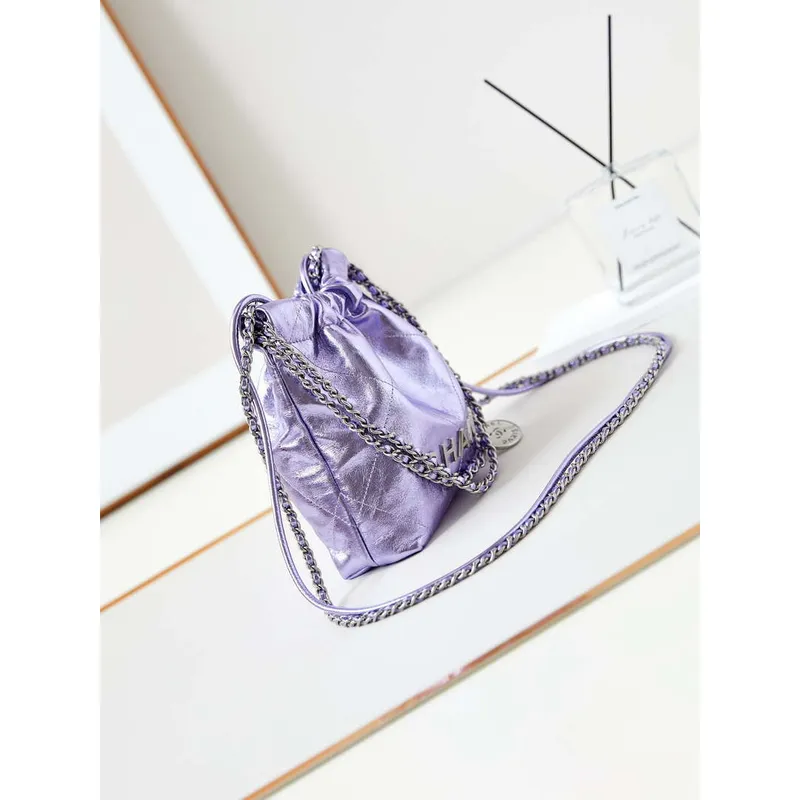 Chanel AS3980 22 Mini kabelka Fantasy barva Telecí kůže a zlatý kov Fialová