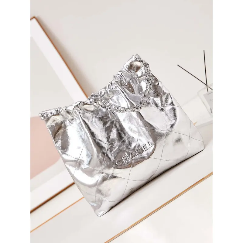 Chanel 22 Kabelka Fantasy barva Telecí kůže a stříbrný kov AS3261 Stříbrná
