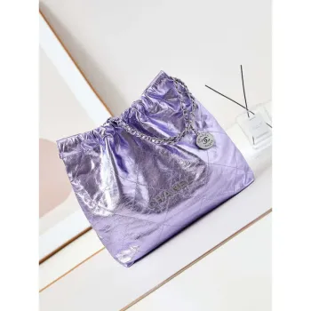 Chanel 22 Kabelka Fantasy barva Telecí kůže a zlatý kov AS3261 Fialová