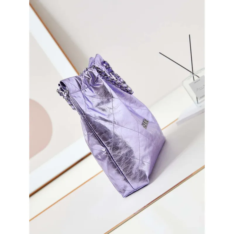 Chanel 22 Kabelka Fantasy barva Telecí kůže a zlatý kov AS3261 Fialová