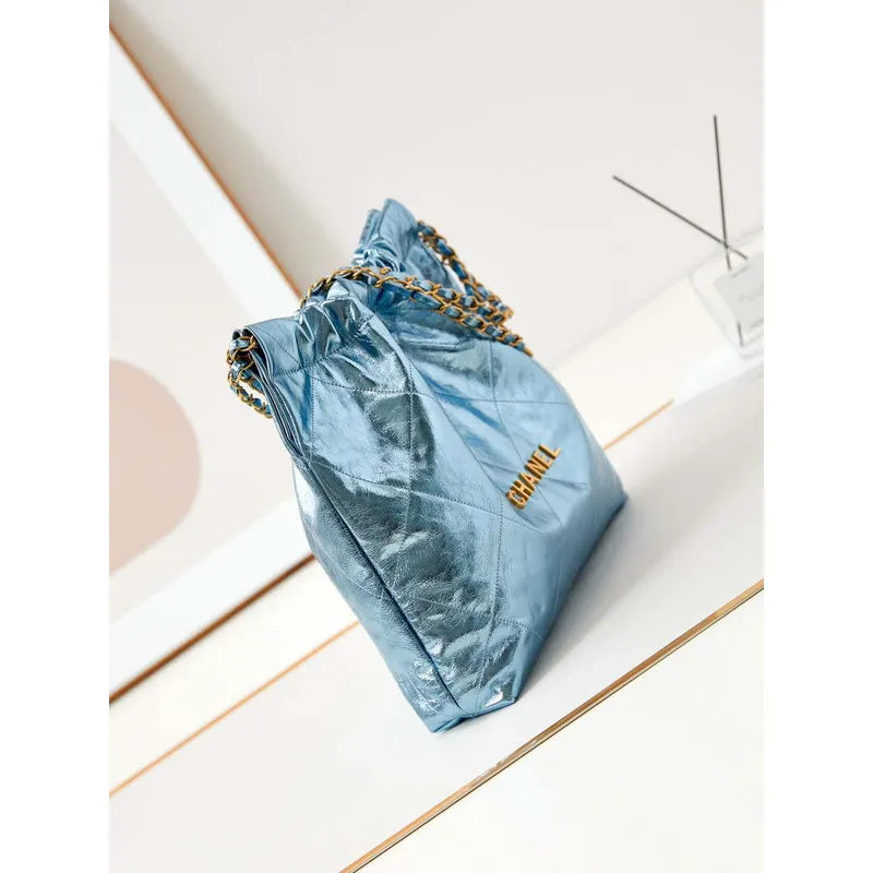 Chanel 22 Kabelka Fantasy barva Telecí kůže a zlatý kov AS3261 Modrá