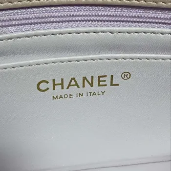 Chanel AS2431 Mini klopová zrcátková telecí kůže Metalická telecí kůže a zlatý kov Fialová
