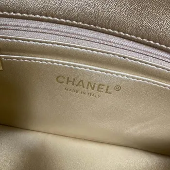 Chanel AS2431 Mini klopová zrcadlová telecí kůže Metalická telecí kůže a zlatý kov Zlato