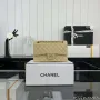 Chanel A01112 Klopová klasická kabelka 11.12 Zrnité telecí kůže a zlatý kov Meruňková