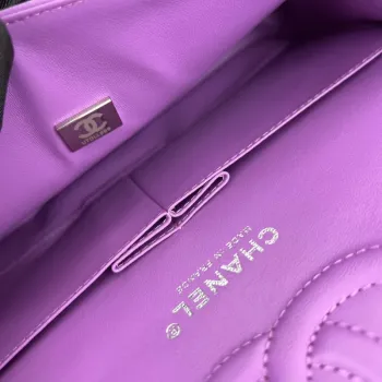 Chanel A01112 Flap Classic 11.12 Kabelka Zrnité telecí kůže a stříbrný kov Orchidej