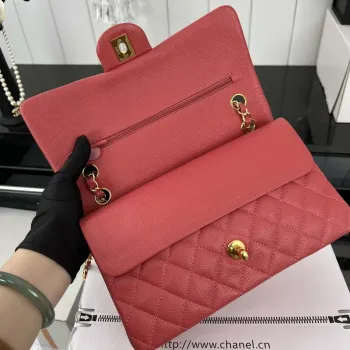 Chanel A01112 Flap Classic 11.12 Kabelka Zrnité telecí kůže a zlatý kov Červená