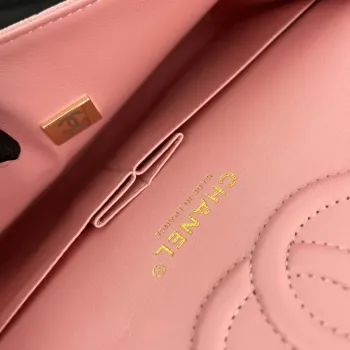 Chanel A01112 Klopová klasická kabelka 11.12 Zrnité telecí kůže a zlatý kov Růžová