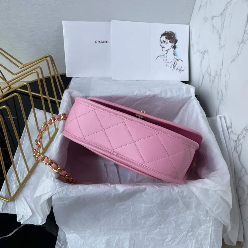 Chanel Messenger Bag telecí kůže a zlatý kov AS4845 růžová jehněčí kůže